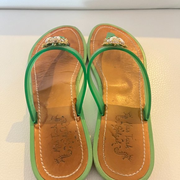 MISS TRISH SPLASH JELLY FLIP FLOPS SANDALS GREEN 9 M UNIQUE - Picture 4 of 7
